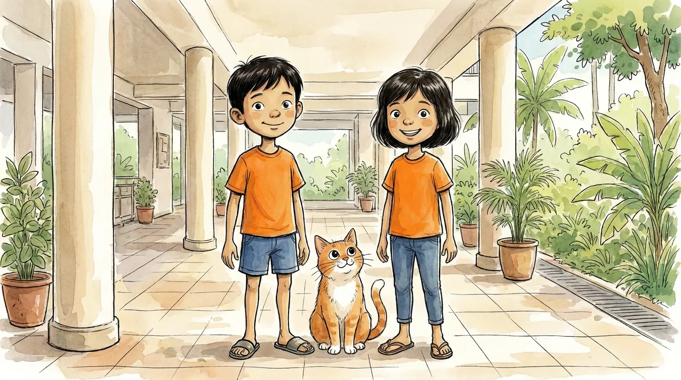 Adam, Zara dan Manja di kaki blok